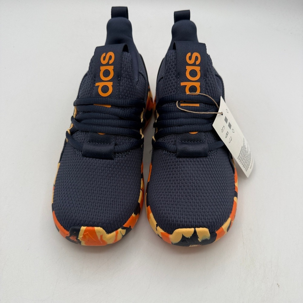 adidas Lite Racer Adapt 7.0 K Shoes Kids Size 1 Navy Orange Running JS2286 - Picture 3 of 8